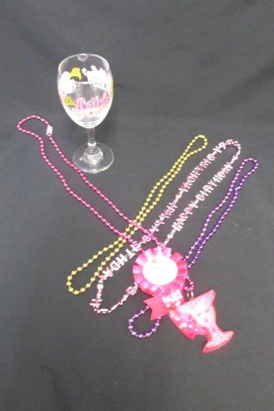 Women's Birthday Lot Wine Princess Glass Light Up Necklace 3 Beaded Necklace Pin