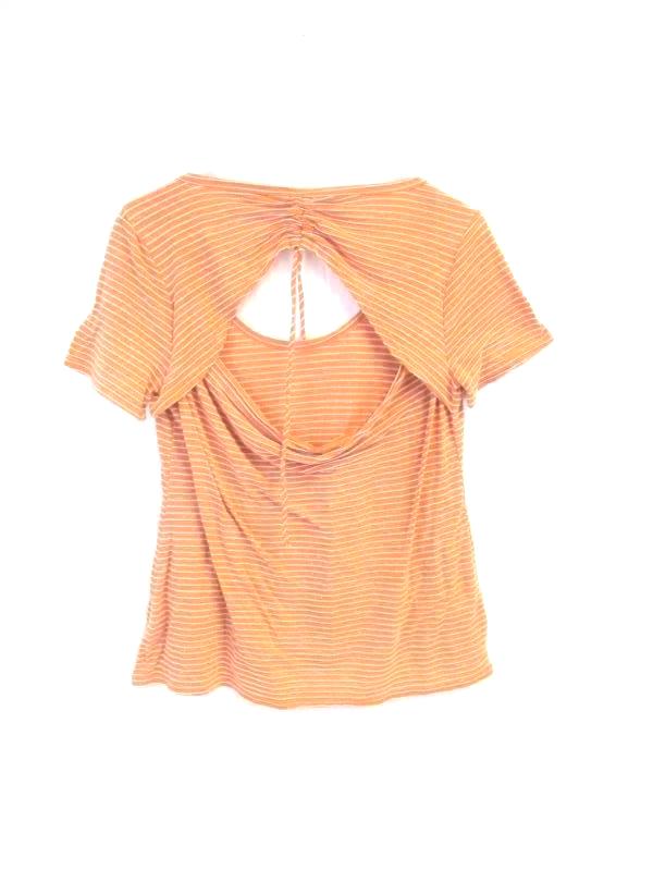 Melrose And Market Women's Short Sleeve Top Size Medium Open Back Orange Striped