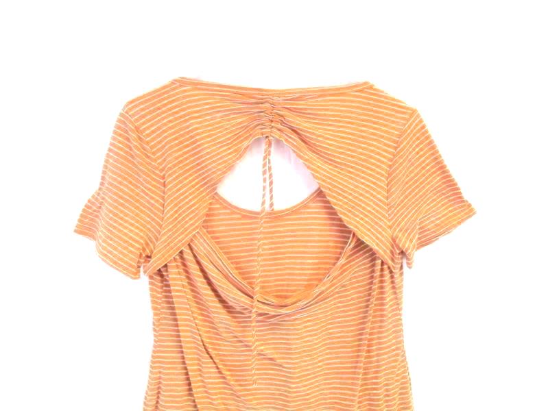 Melrose And Market Women's Short Sleeve Top Size Medium Open Back Orange Striped