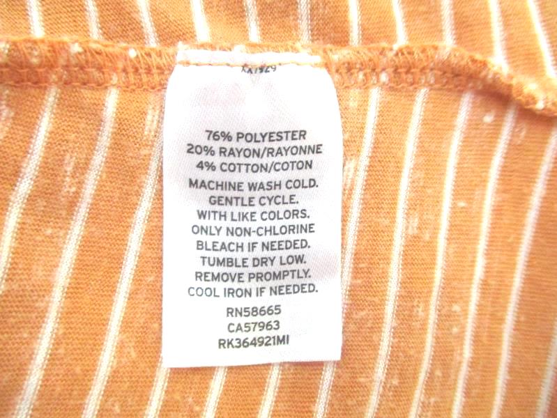 Melrose And Market Women's Short Sleeve Top Size Medium Open Back Orange Striped