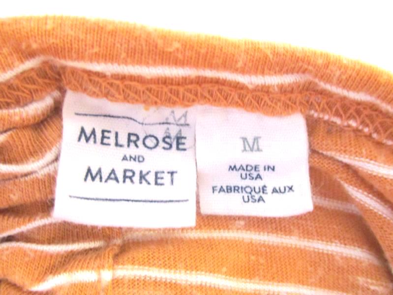 Melrose And Market Women's Short Sleeve Top Size Medium Open Back Orange Striped
