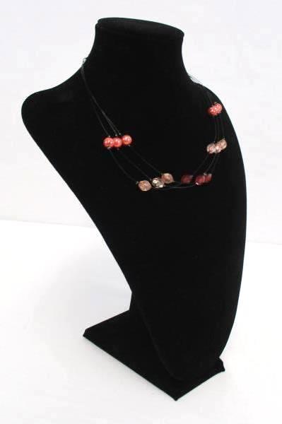 Necklace & Earrings Set Layered Look Beaded Dangle Earrings Red Pink Tones