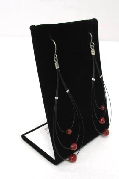 Necklace & Earrings Set Layered Look Beaded Dangle Earrings Red Pink Tones