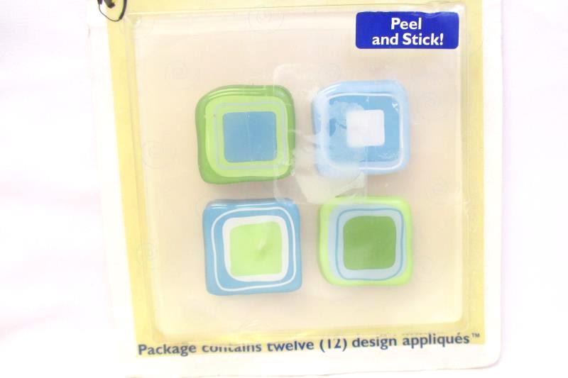 Lot of 6 Packs Stick 'n Stile Geo Squares Appliques 12 in Each Package