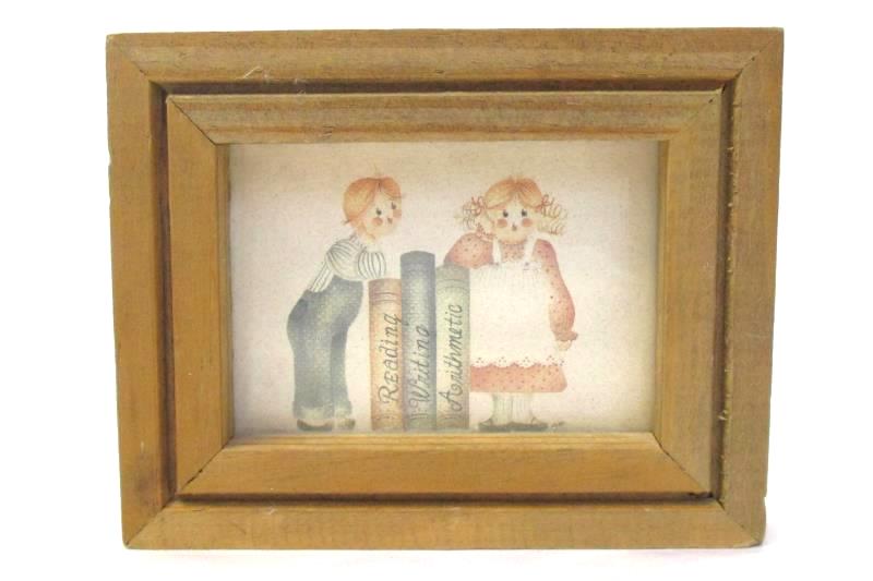 Rag Dolls Country Mini Framed Picture By Mimi Wooden Frame School Books