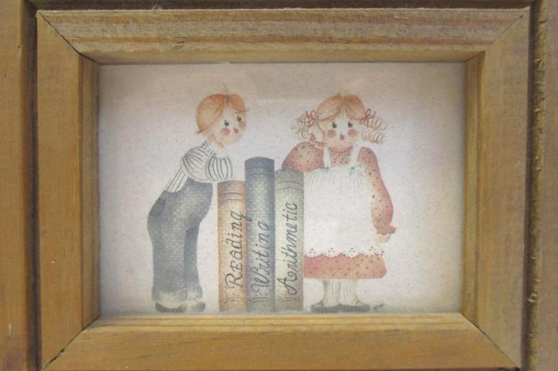 Rag Dolls Country Mini Framed Picture By Mimi Wooden Frame School Books