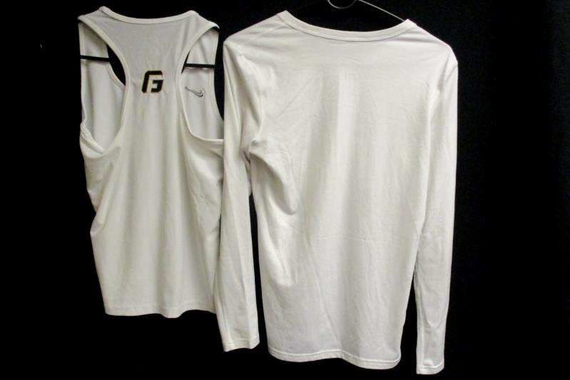 Lot of 2 George Fox University Tennis Tops White Nike Dri Fit Women's Size M