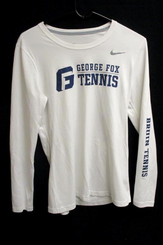 Lot of 2 George Fox University Tennis Tops White Nike Dri Fit Women's Size M