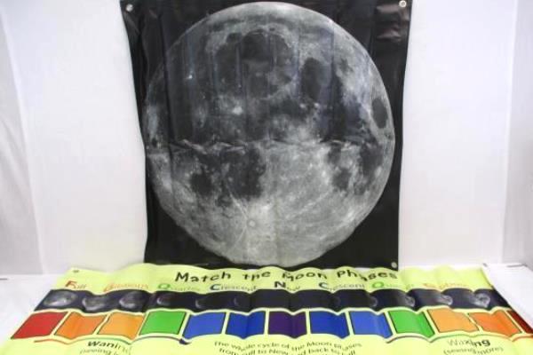 2 Vinyl Hanging Posters Science Learning Moon Phases Large Moon Picture