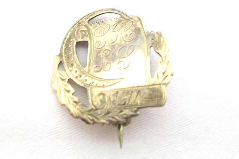 Lot of 2 Vintage Music Pins Gold Tone KK Music LM Metal Script Music Stand