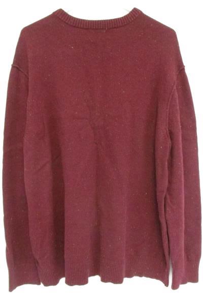 BANANA REPUBLIC Maroon Sweater Cotton Knit Wool Blend Button Collar Men's L