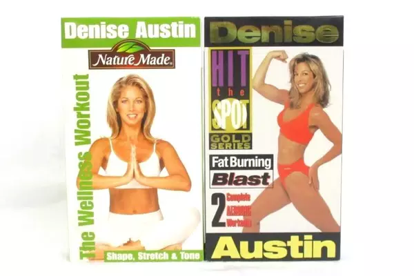 Lot of 2 Denise Austin Fitness VHS Hit The Spot Wellness Workout Artisan