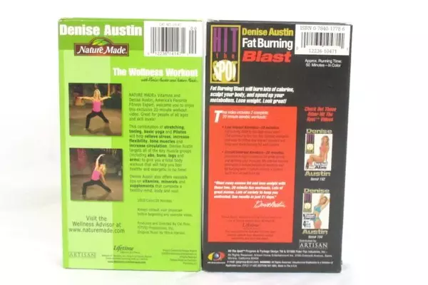 Lot of 2 Denise Austin Fitness VHS Hit The Spot Wellness Workout Artisan