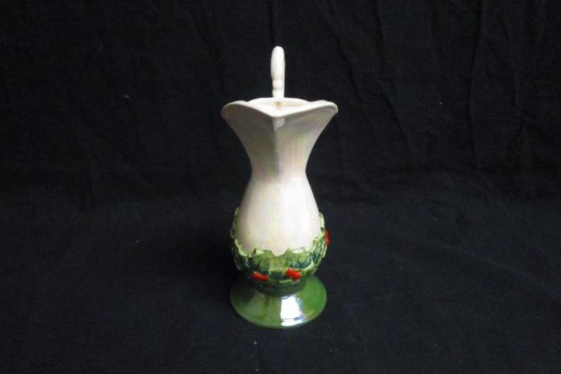 Norcrest Vintage Iridescent Porcelain Bud Vase Holly Decor Pitcher Shape XA-82C