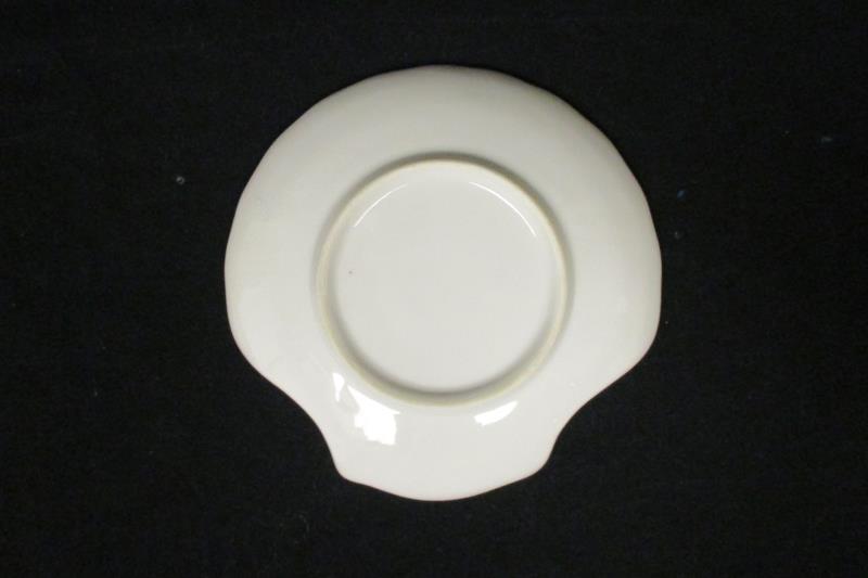 Vintage Shell Shaped China Trinket Dish White Gold Tone Trim Floral Pattern