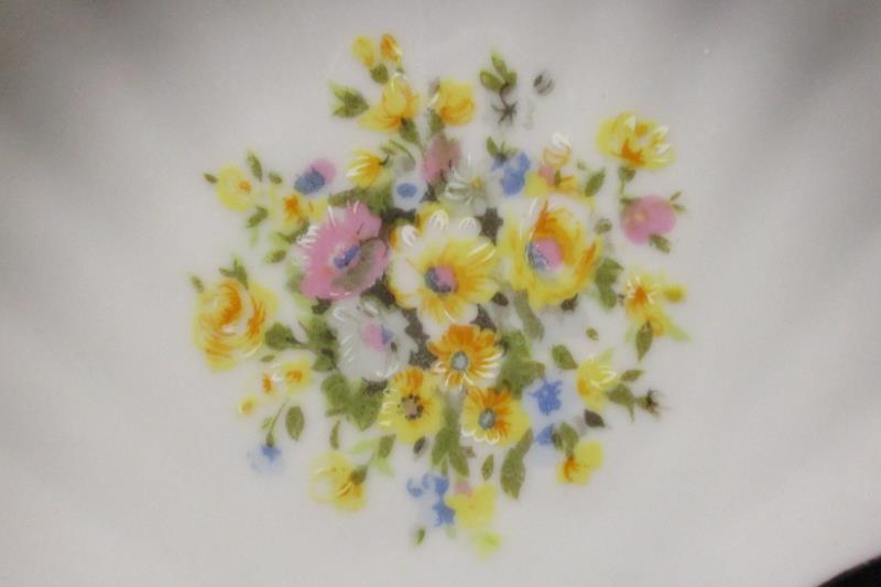 Vintage Shell Shaped China Trinket Dish White Gold Tone Trim Floral Pattern