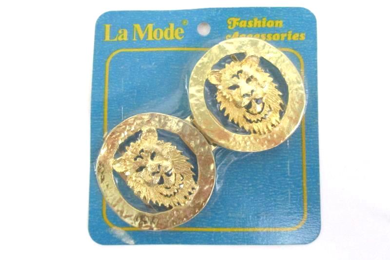 Vintage La Mode Fashion Accessories Gold-Toned Lion With Packaging
