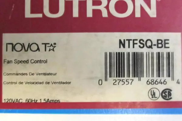 Lutron Nova Speed Control NTFSQ-BE Beige Slider Switch Opened Box