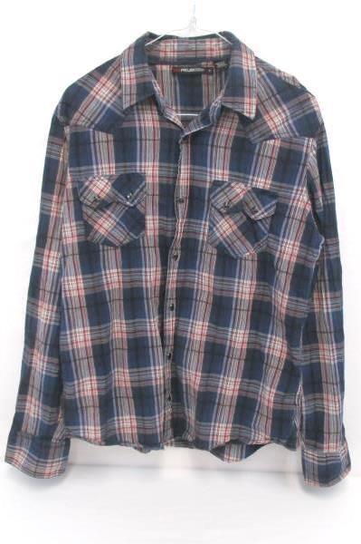 Dress Shirt Lot Mens ProjekRaw Plaid Snap Button John Henry Black Button Front M