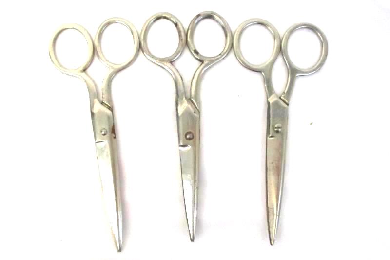 Lot of 3 Vintage Scissors Kleencut Forged Steel Hair Crafts Decor Silver Toned