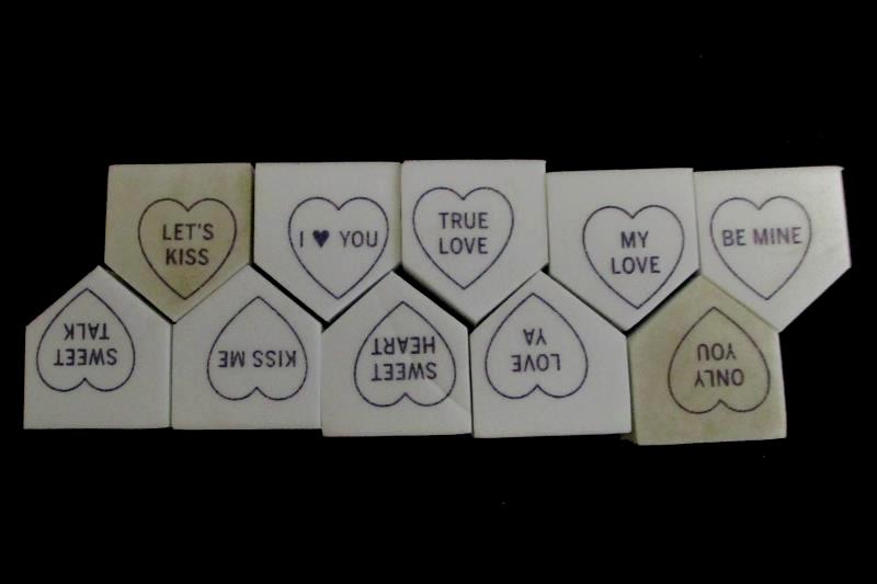 Lot of 12 Valentines Craft Stamps Hearts Hampton Art Wooden Foam Cheesy Love Ya