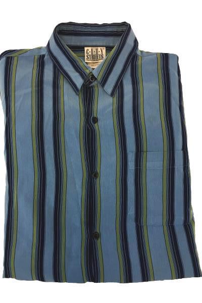 C.I.T.Y Streets Men's Blue Striped Button Up Size Large/Grand