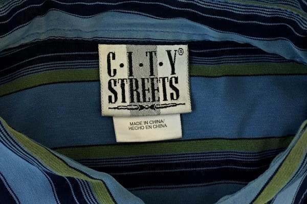 C.I.T.Y Streets Men's Blue Striped Button Up Size Large/Grand