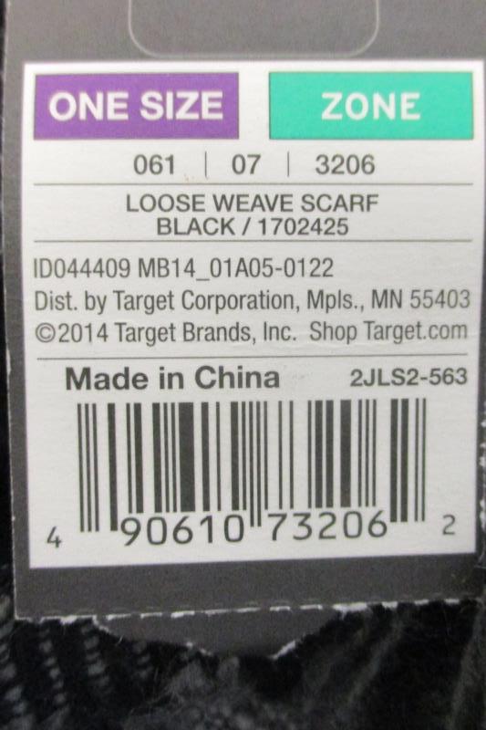 Mossimo Afgan Scarf Gray Black Chunky Plaid Knit One Size Fringe Edges