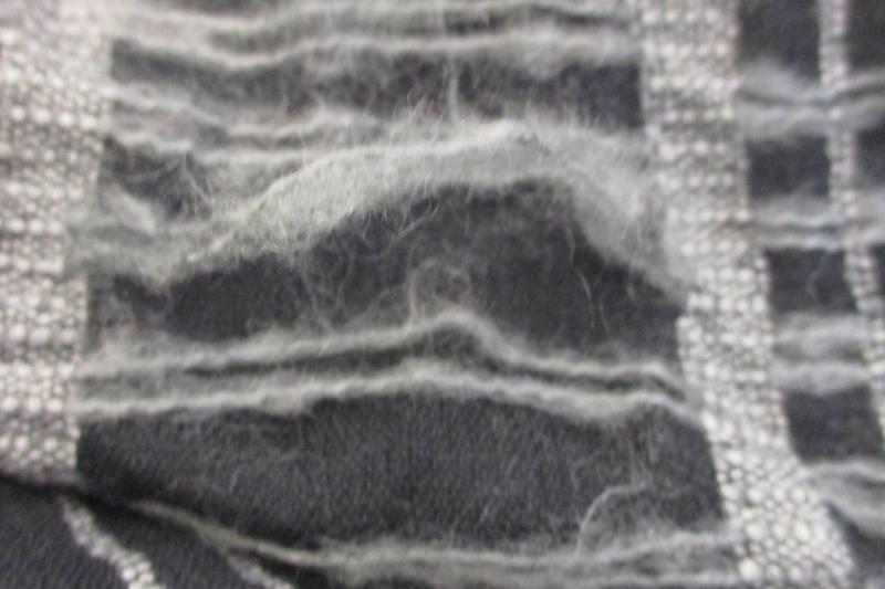 Mossimo Afgan Scarf Gray Black Chunky Plaid Knit One Size Fringe Edges
