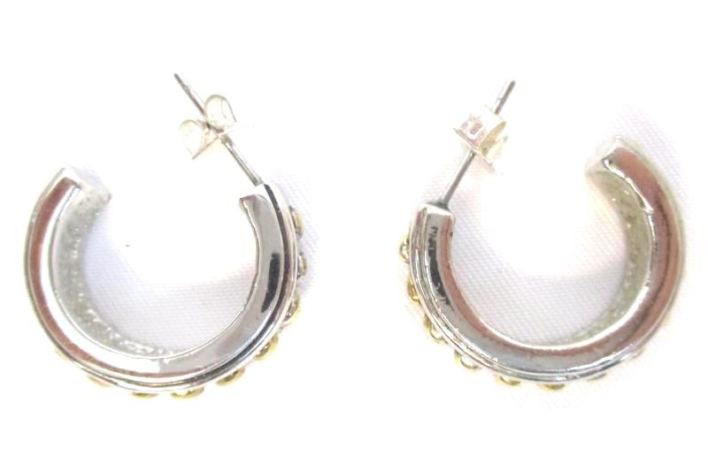 Lot of 4 Pairs Pierced Earrings Silver Tone Hoops C Shaped With Backs