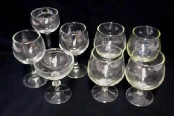 Lot 8 Miscellaneous Replacement Clear Glass Stemware Dining Glasses Goblet Wine
