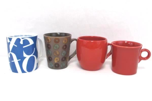 Lot of 4 Large and Medium Multi-Colored Coffee Ceramic Coffee Mugs