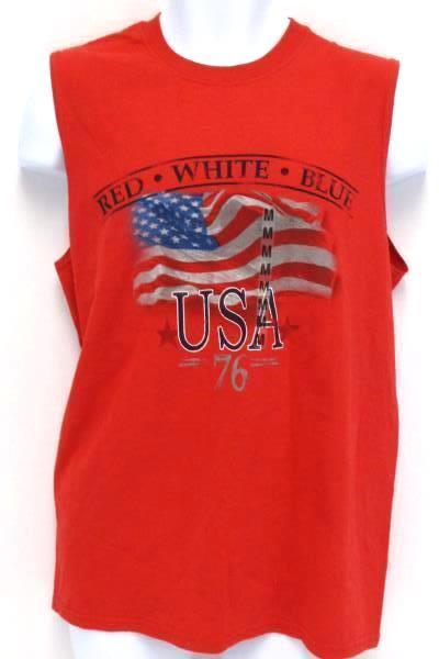 NEW Gildan Kohl's Red White Blue Sleeveless Patriotic Shirt USA 4th of July M