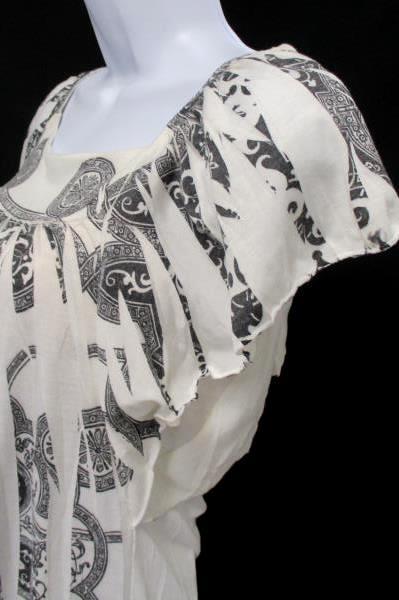 Siren Lily White Gray Print Short Sleeve Top Blouse Maternity Women's L
