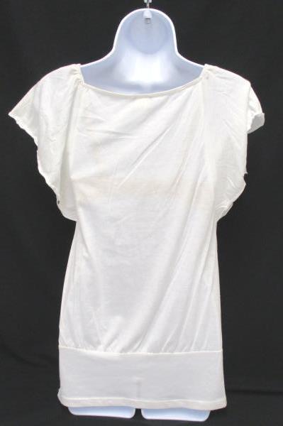 Siren Lily White Gray Print Short Sleeve Top Blouse Maternity Women's L