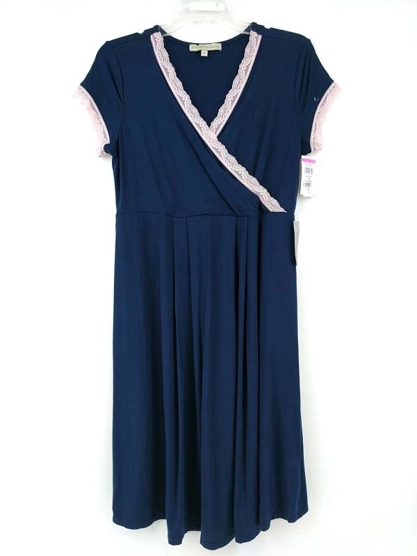 KIMI + KAI MATERNITY "Jenny" Navy Blue Nursing Nightgown Dress Knit Sz S New