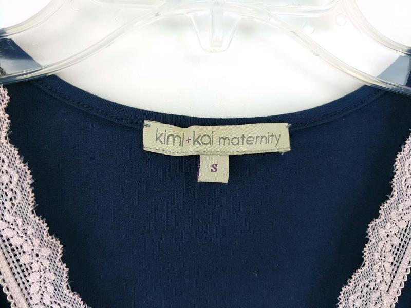 KIMI + KAI MATERNITY "Jenny" Navy Blue Nursing Nightgown Dress Knit Sz S New