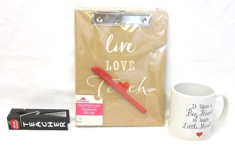 Lot of 3 Teacher Gifts Coffee Mug Cup Large Pin Clip Board Note Book