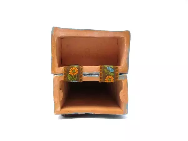 Handmade Ceramic Box For Long Matches Or Incense Sticks Blue 9 Inches Tall