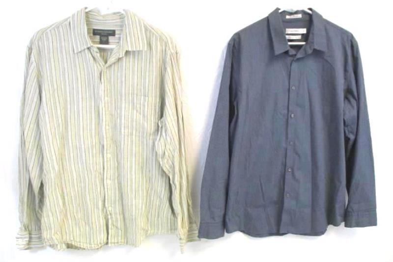 Lot of 2 Men's Button Down Casual Shirts Size L Banana Republic Calvin Klein