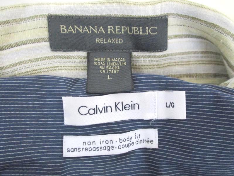 Lot of 2 Men's Button Down Casual Shirts Size L Banana Republic Calvin Klein