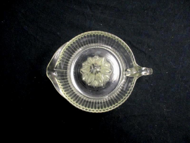 Large Vintage Clear Glass Juicer Reamer With Handle & Spout Panel Ribbed Sides