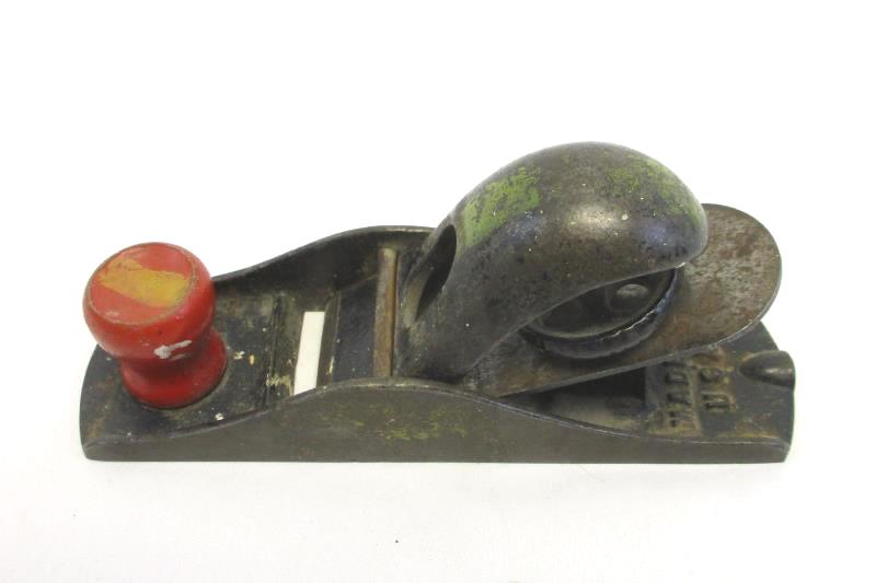 Vintage Block Plane Cast Iron Body Red Wooden Handle Made in USA