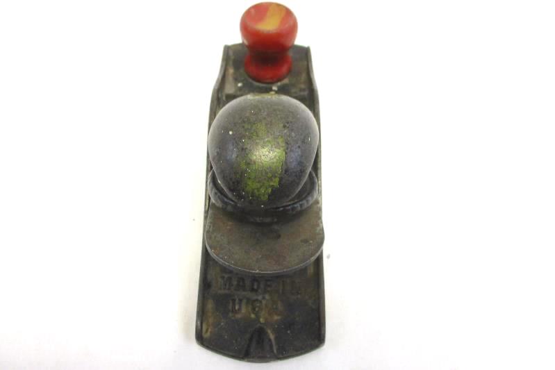 Vintage Block Plane Cast Iron Body Red Wooden Handle Made in USA