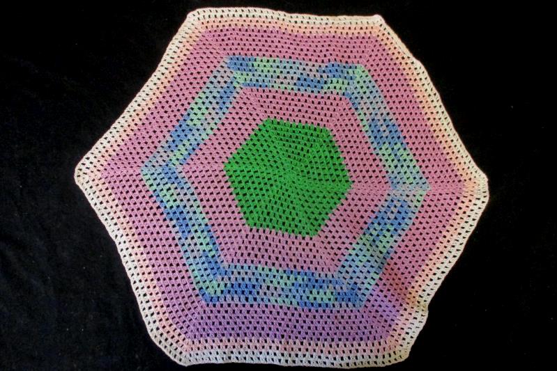 Multi Colored Hexagon Doily Crochet Tight Knit Decor Purple Pink Green Blue