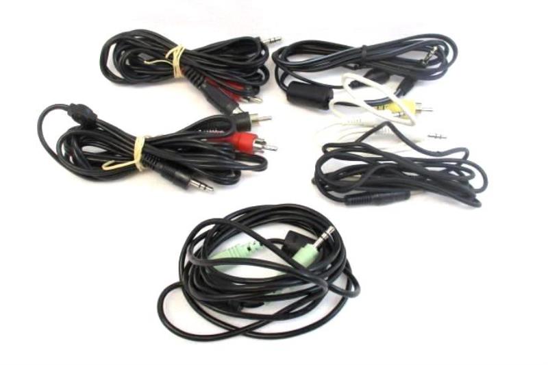 Lot of 6 Auxiliary Cords RCA To Aux Home Audio Different Lengths Various