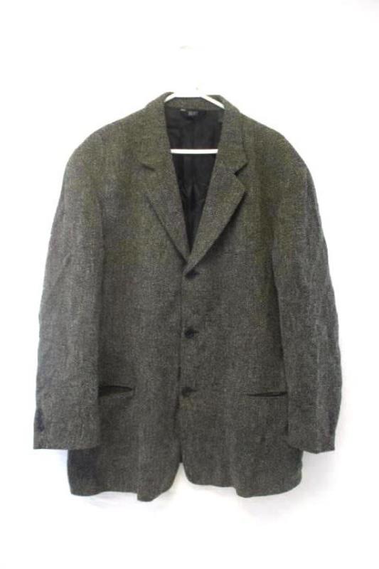 DKNY Textured Striped Wool Suit Jacket Men's Size 44R Pockets Collared