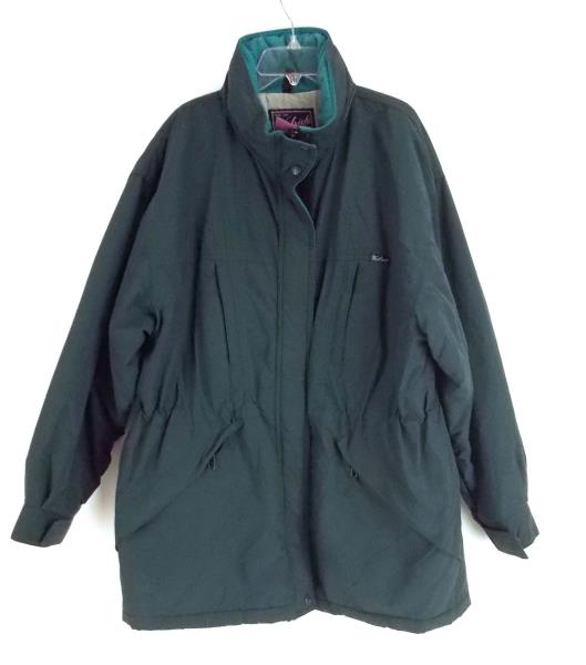 Vtg WOOLRICH Parka Jacket Insulated Coat Forest Green Fold In Hood Women's Sz L