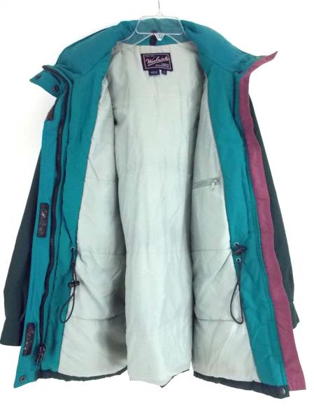 Vtg WOOLRICH Parka Jacket Insulated Coat Forest Green Fold In Hood Women's Sz L