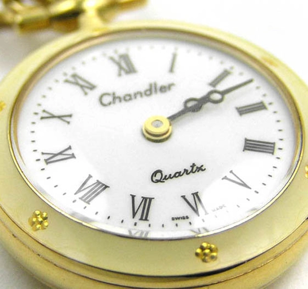 CHANDLER Swiss PENDANT WATCH w Handpainted Flowers